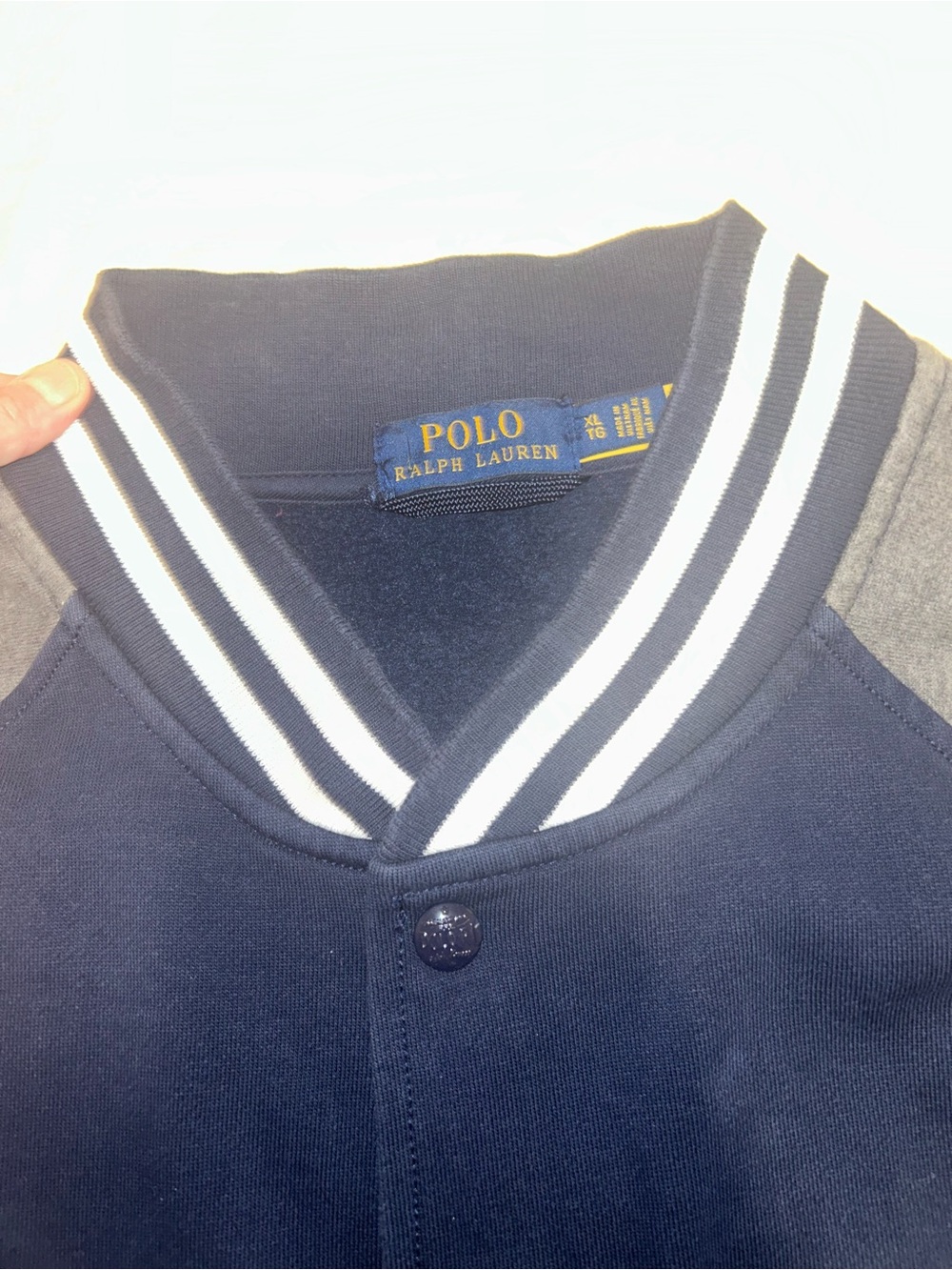 Ralph Lauren Navy & Gray Varsity Bomber Jacket